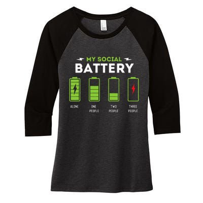 My Social Battery Funny Introvert Introverted Antisocial Women's Tri-Blend 3/4-Sleeve Raglan Shirt