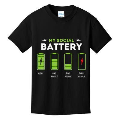 My Social Battery Funny Introvert Introverted Antisocial Kids T-Shirt