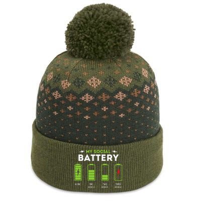 My Social Battery Funny Introvert Introverted Antisocial The Baniff Cuffed Pom Beanie