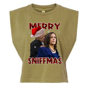 Merry Sniffmas Biden Santa Christmas Anti Biden Sniffer Xmas Garment-Dyed Women's Muscle Tee