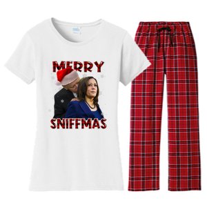 Merry Sniffmas Biden Santa Christmas Anti Biden Sniffer Xmas Women's Flannel Pajama Set