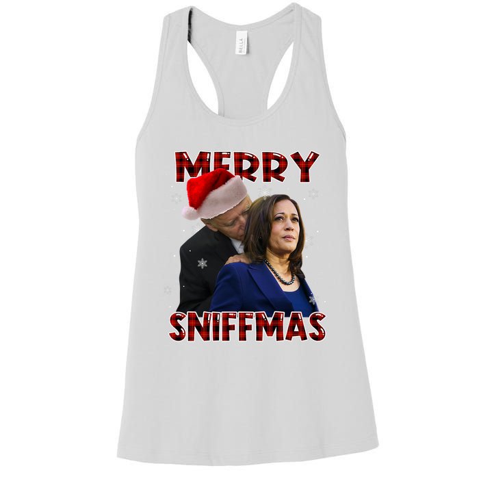 Merry Sniffmas Biden Santa Christmas Anti Biden Sniffer Xmas Women's Racerback Tank