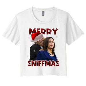 Merry Sniffmas Biden Santa Christmas Anti Biden Sniffer Xmas Women's Crop Top Tee