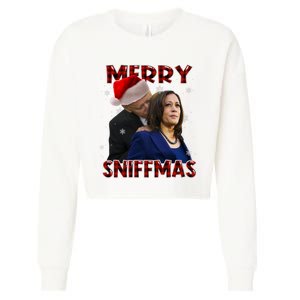 Merry Sniffmas Biden Santa Christmas Anti Biden Sniffer Xmas Cropped Pullover Crew