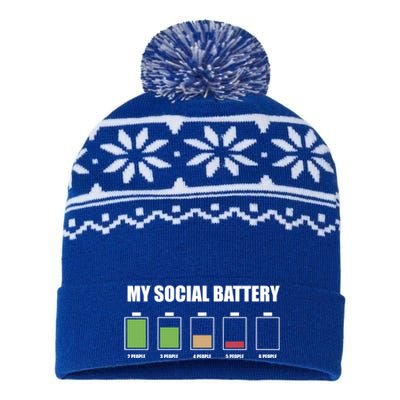 My Social Battery Low Energy Anti Social Introvert Gift Funny Gift USA-Made Snowflake Beanie