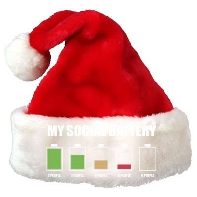 My Social Battery Low Energy Anti Social Introvert Gift Funny Gift Premium Christmas Santa Hat