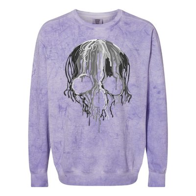 Melting Skull Black White Art Graphic Halloween Colorblast Crewneck Sweatshirt