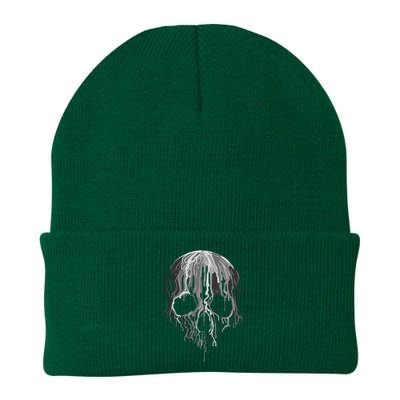 Melting Skull Black White Art Graphic Halloween Knit Cap Winter Beanie