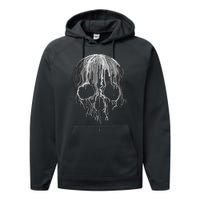 Melting Skull Black White Art Graphic Halloween Performance Fleece Hoodie