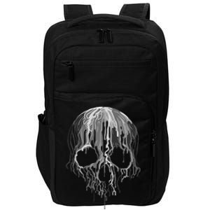 Melting Skull Black White Art Graphic Halloween Impact Tech Backpack