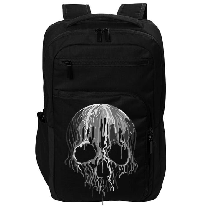 Melting Skull Black White Art Graphic Halloween Impact Tech Backpack