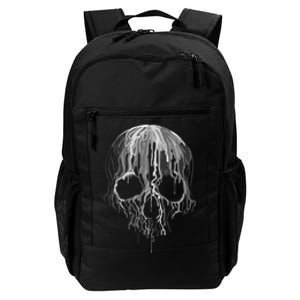 Melting Skull Black White Art Graphic Halloween Daily Commute Backpack