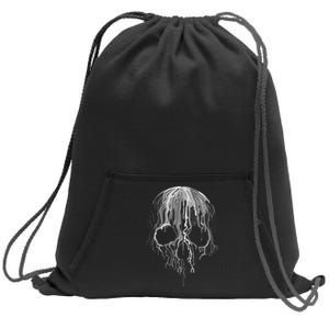 Melting Skull Black White Art Graphic Halloween Sweatshirt Cinch Pack Bag