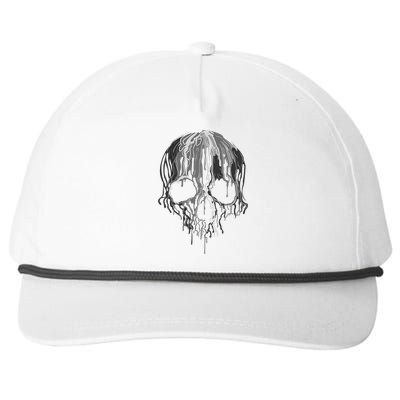 Melting Skull Black White Art Graphic Halloween Snapback Five-Panel Rope Hat