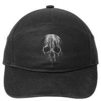 Melting Skull Black White Art Graphic Halloween 7-Panel Snapback Hat