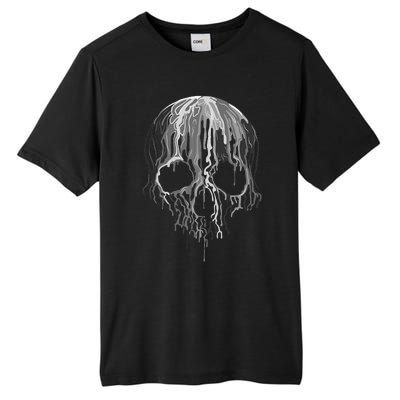 Melting Skull Black White Art Graphic Halloween Tall Fusion ChromaSoft Performance T-Shirt