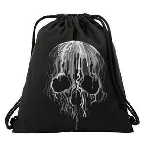 Melting Skull Black White Art Graphic Halloween Drawstring Bag