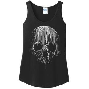 Melting Skull Black White Art Graphic Halloween Ladies Essential Tank