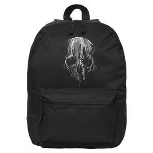 Melting Skull Black White Art Graphic Halloween 16 in Basic Backpack