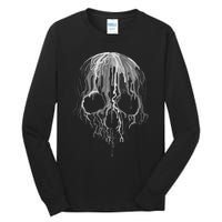 Melting Skull Black White Art Graphic Halloween Tall Long Sleeve T-Shirt