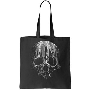 Melting Skull Black White Art Graphic Halloween Tote Bag