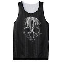 Melting Skull Black White Art Graphic Halloween Mesh Reversible Basketball Jersey Tank