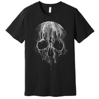 Melting Skull Black White Art Graphic Halloween Premium T-Shirt