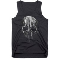 Melting Skull Black White Art Graphic Halloween Tank Top