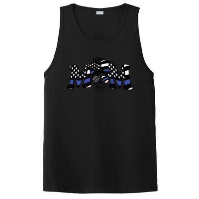 Mom Skull Black The Blue Police Flag Meaningful Gift PosiCharge Competitor Tank