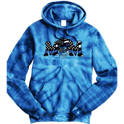 Mom Skull Black The Blue Police Flag Meaningful Gift Tie Dye Hoodie