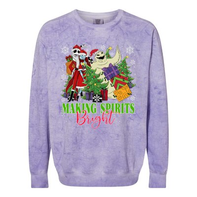 Making Spirits Bright Christmas Jack And Sally Oogie Boogie Colorblast Crewneck Sweatshirt