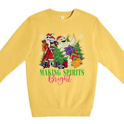 Making Spirits Bright Christmas Jack And Sally Oogie Boogie Premium Crewneck Sweatshirt