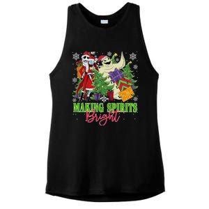 Making Spirits Bright Christmas Jack And Sally Oogie Boogie Ladies PosiCharge Tri-Blend Wicking Tank