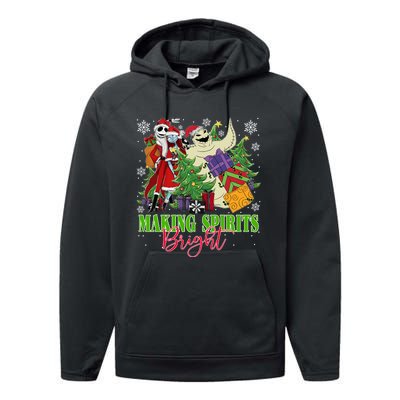 Making Spirits Bright Christmas Jack And Sally Oogie Boogie Performance Fleece Hoodie