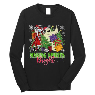 Making Spirits Bright Christmas Jack And Sally Oogie Boogie Long Sleeve Shirt