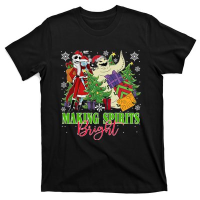 Making Spirits Bright Christmas Jack And Sally Oogie Boogie T-Shirt