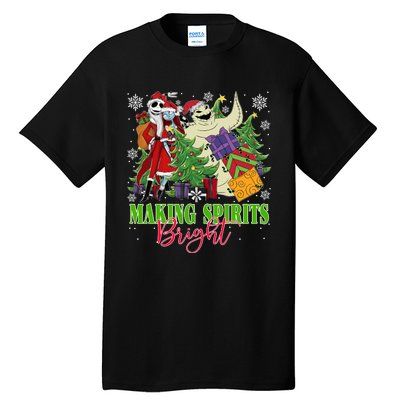 Making Spirits Bright Christmas Jack And Sally Oogie Boogie Tall T-Shirt