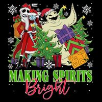 Making Spirits Bright Christmas Jack And Sally Oogie Boogie Flat Bill Trucker Hat