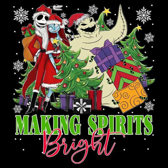 Making Spirits Bright Christmas Jack And Sally Oogie Boogie Flat Bill Trucker Hat