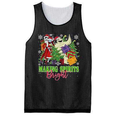 Making Spirits Bright Christmas Jack And Sally Oogie Boogie Mesh Reversible Basketball Jersey Tank