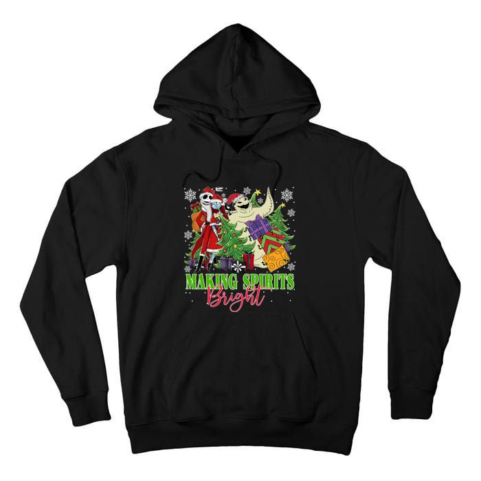 Making Spirits Bright Christmas Jack And Sally Oogie Boogie Tall Hoodie