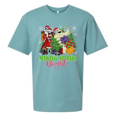 Making Spirits Bright Christmas Jack And Sally Oogie Boogie Sueded Cloud Jersey T-Shirt