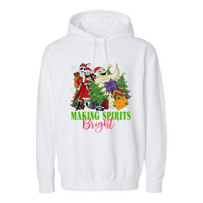 Making Spirits Bright Christmas Jack And Sally Oogie Boogie Garment-Dyed Fleece Hoodie