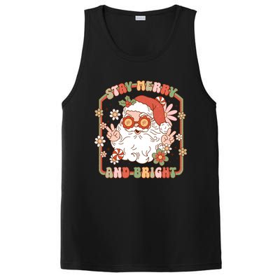 Merry Stay Bright Hippie Santa Peace Retro Groovy Christmas Gift PosiCharge Competitor Tank