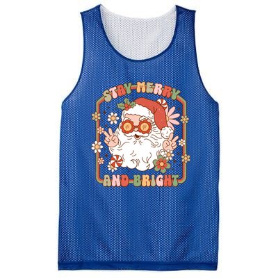 Merry Stay Bright Hippie Santa Peace Retro Groovy Christmas Gift Mesh Reversible Basketball Jersey Tank