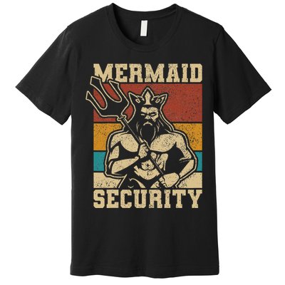 Mermaid Security Bday Costume Merman Birthday Party Outfit Premium T-Shirt