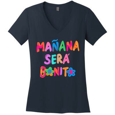 Mañana será bonito Flowers beauty Women's V-Neck T-Shirt