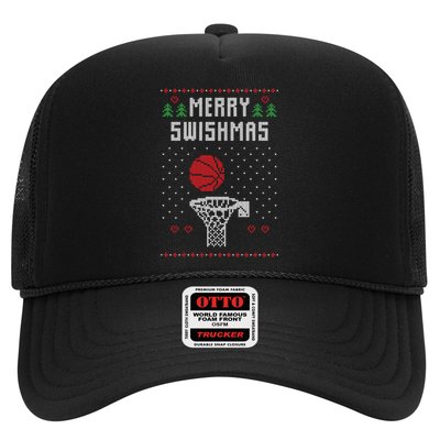 merry swishmas Basketball Ugly Christmas Sweaters Trucker Hat