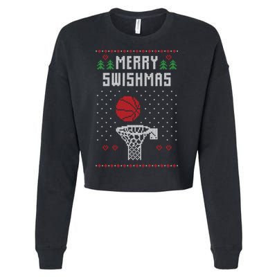 merry swishmas Basketball Ugly Christmas Sweaters Cropped Pullover Crew