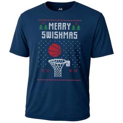 merry swishmas Basketball Ugly Christmas Sweaters Performance Shirt